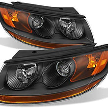 Fits Santa Fe Black Headlights Head Lamps Driver Left + Passenger Right Side Replacement Pair Set