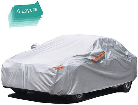 GUNHYI Outdoor Car Covers for Automobiles Waterproof All Weather, 6 Layer Heavy Duty Cover Sun Uv Protection, Universal Fit SUV (Length 191-200inch)