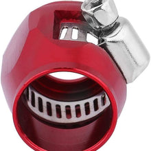 Universal Car Oil Fuel Hose End Clamp Finisher, Aluminum Car Oil Fuel Hose Finisher Water Line Clip Hose Connectors(AN4 12mm Red)