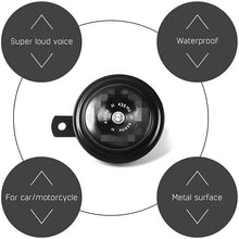 1 Piece Black Metal 12V 435HZ 110 db Snail Horn Loud Sound Metal Shell Waterproof Cover Pure Copper Terminal Design with Stable Mounting Bracket