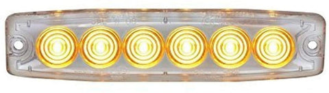 United Pacific 36683B 6 High Power LED Super Thin Warning Light - Amber LED/Clear Lens