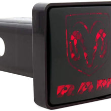 Bully CR-007D Dodge RAM Tow Hitch Cover/Receiver Trailer Plug in Black with LED Brake Light Dodge Logo Emblem - Car, Truck and SUV Accessories - Genuine License Products, 2 inch
