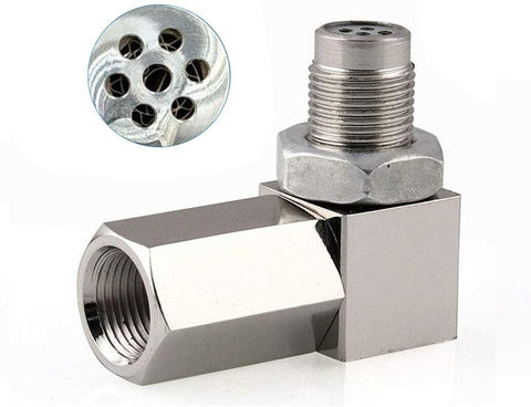 90 Degree O2 Oxygen Sensor Socket Real Mini Catalytic Converter With CEL Check Engine Light Bungs，Stainless Steel