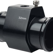 Dewhel Aluminum Black Water Temp Meter Temperature Gauge Joint Pipe Radiator Sensor Adaptor Clamps 32mm