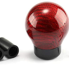 Carbon Fiber Style Gear Shift Knob Universal Shifter Knobs with 3 Adapters Stick Shifter Round Ball Red