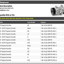 A/C Compressor - Compatible with 2009-2010 Toyota Corolla