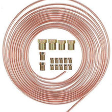 Copper Brake Line Hose Tubing Coil Roll- Fuel Line Tube Coil Transmission Line Tube Oil Brake Hose, Clutch Hose, Brake Copper Pipe with fittings (25 Ft 3/16" + 25 Ft 1/4")