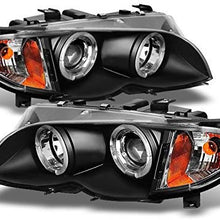 For 2002-2005 BMW E46 3-Series 4 Doors Sedan Black Halo Ring LED Projector Headlights w/Built In Corner Left+Right Side