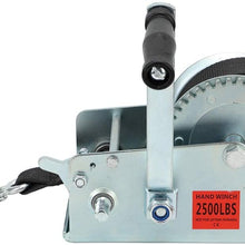 2500LBS Hand Crank Winch Hand Winch with 7M Polyester Strap Heavy-Duty Universal for Boat Trailer Trucks Pull Lift Tool