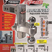 Trimax TRZ8ALRP 8" Aluminum Adjustable Hitch with Dual Hitch Ball and Receiver Adjustment Pin, Silver