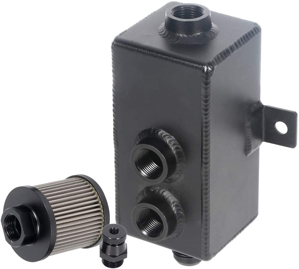 TUPARTS Aluminium Alloy Racing Engine 1L Oil Catch Can Drain Tap Reservoir w/High Volume Drain tap Fit for Acura/Honda