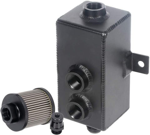 TUPARTS Aluminium Alloy Racing Engine 1L Oil Catch Can Drain Tap Reservoir w/High Volume Drain tap Fit for Acura/Honda