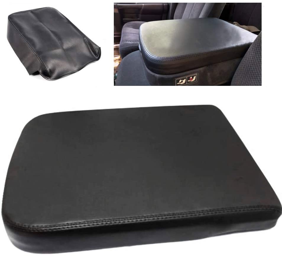 Motosupply Microfiber Leather Console Lid Armrest Cover Black Fit for Dodge RAM 1500 2500 3500 2002-2008