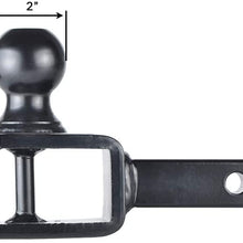 Towever 84031 ATV Hitch Ball Mount 2 inch Ball with 1-1/4 inch Solid Shank, with 1/2 inch Pin & Clip, Rated 2000 lbs