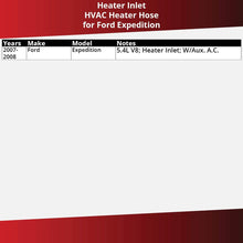 Gates Heater Inlet HVAC Heater Hose for 2007-2008 Ford Expedition 5.4L V8 - Molded Heating Air Conditioning