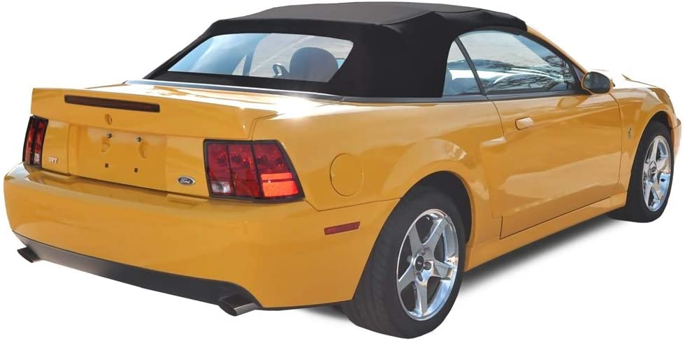 Compatible With Ford Mustang Convertible Soft Top with Heated Glass Window Two-Piece Factory Style Black Sailcloth 1994-2004