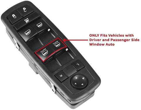 Driver Side Master Window Switch - Double Auto - Fits Dodge Ram, Grand Caravan, Journey, Nitro, Chrysler Town & Country, Jeep Liberty - Replaces# 4602863AD, 4602863AB, 901-473, 4602870AD (Renewed)