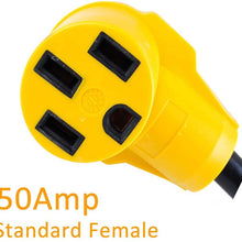 Wadoy 30Amp Male Plug to 50Amp Female RV Camper Power Adapter 4 Prong Locking Electrical Generator Cord Adapter with Handle