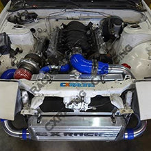 Cxracing Aluminum 1.5" Radiator Hard Pipe Kit for 240sx S13 S14 Ls1 Swap Black Hose