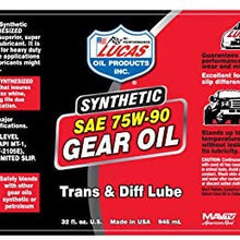 Lucas Oil 10047 SAE 75W-90 Synthetic Transmission and Differential Lube -, Clear, 1 Quart (32 Ounces)