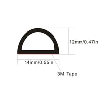 KX Automotive Universal D-Shape Door Seal 0.47" Height X 0.55" Width Weather Stripping EPDM Rubber Seal Strip Self Adhesive Car Truck Door Window Soundproof Noise Insulation Sealing (20 FT(6M))