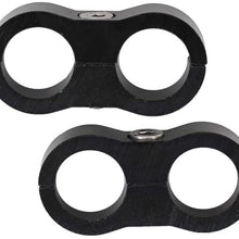 2 Pack Black AN10 10AN Billet Aluminum Nylon/Steel Braided Pipe Tube Dual Oil Fuel Water Line Hose Separator Clamp Tooling Mount