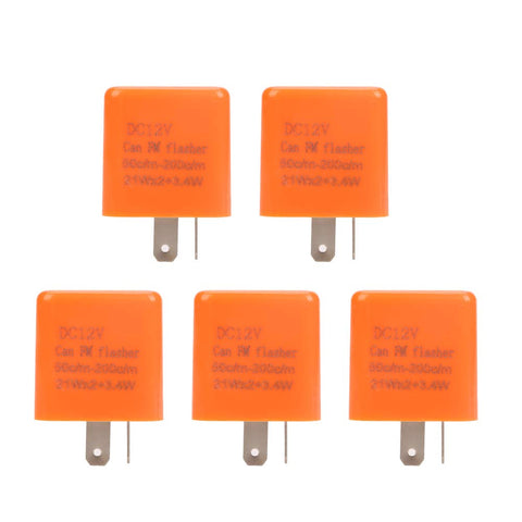 5 PCS Motorcycle Resistor, 12VDC 2 Pin LED Flasher Relay for Most Motorcycle/Bike, 50-200 Times/Min Adjustable Frequency