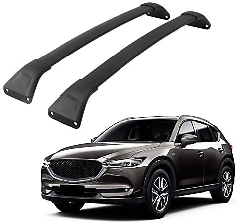 4 PC All Black Roof Rail Rack + Cross Bar for Mazda CX-5 2017 2018 2019 2020 2021 Luggage Baggage