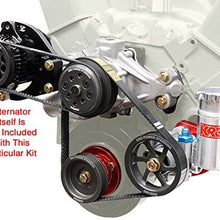 NEW SMALL BLOCK CHEVY SERPENTINE FRONT ENGINE KIT WITH 1 TO 1 PULLEYS, WATER PUMP, POWER STEERING PUMP, RESERVOIR, BLOCK MOUNT BRACKET, WITH DENSO ALTERNATOR SETUP