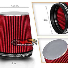RED 6" 152 mm Inlet Short Truck Cold Air Intake Cone Replacement Performance Washable Clamp-On Dry Air Filter (6" Tall)