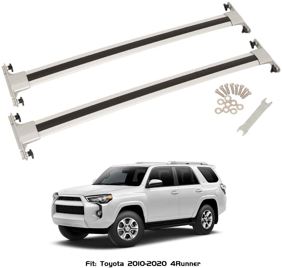 TUNTROL OE Style Crossbars Roof Rack Replacement Fit for Toyota 4Runner 2010-2021 Aluminum Luggage Cargo Carrier,Silver (Silver)