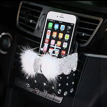 TISHAA Bling Bling Car Air Vent Mobile Cellphone Pocket Bag Pouch Box Storage Organizer Carrying Case (Rabbit Fur Black Holder)