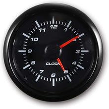 MOTOR METER RACING Clock Gauge 2" White LED Backlit Waterproof Pin-Style Install (Analog Black Rim Black Dial)