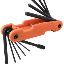Klein Tools 70550 Hex Key Set, 11 SAE Sizes, Heavy Duty Folding Allen Wrench Tool with Extra Long Hex Keys
