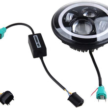 7" LED Headlights Bulb with White Halo Angel Eye Ring DRL & Amber Turn Signal Lights for Jeep Wrangler JK LJ CJ Hummer H1 H2