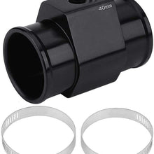 Water Temp Joint Pipe, Keenso Aluminum Car Water Temp Temperature Joint Pipe Hose Sensor Gauge Adapter Black(40mm)