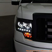 For Ford F150 Black Exclusive Halo Projector SMD DRL LED Headlights Driver + Passenger Side Pair