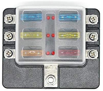 12V 24V 6-Way Car Truck Auto Blade Fuse Box Fuse Block Holder with Fuses for Car Marine Waterproof Cover Blade Fuse Holder