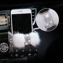 TISHAA Bling Bling Car Air Vent Mobile Cellphone Pocket Bag Pouch Box Storage Organizer Carrying Case (Rabbit Fur Black Holder)