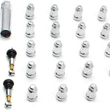 Wheel Accessories Parts Lug Nut Kit 1.38" Long Closed End Bulge Acorn Spline Lug Nuts Small Diameter with Key (Chrome, 24 Lug 1/2x20)