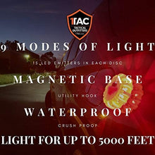 1TAC 3Pack LED Road Flare Discs with Zip Pouch 15 LED Emitters Per Disc 9 Modes of Emergency Light Magnetic Base Utility Hook Waterproof Crush Proof Shock Proof Can Be Seen Up to 5000 Feet Away