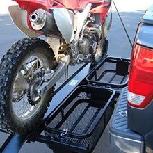 Single Dirt Bike E-Bike Scooter Motorcycle Tow Hitch Carrier Rack Trailer with Storage Cargo Baskets for Gas Can and Loading Ramp