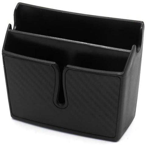 uxcell Black Plastic Self Adhesive Dual Phone Pocket Car Storage Box Pouch Holder