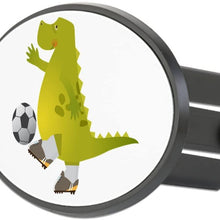 Oval Hitch Cover Dinosaur Playing Soccer