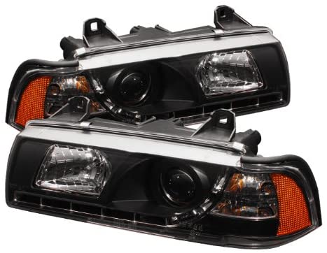 Spyder Auto BMW E36 3-Series Black DRL LED Crystal Headlight