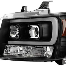 For 2007-2014 Chevy Suburban | Tahoe | Avalanche Left + Right Black LED DRL Projector Head Lights Pair