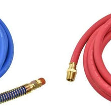 1 Red 1 Blue 12FT Rubber Air Brake Hose Assembly, 3/8" I.D. with 1/2" NPT Fittings