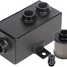 Aintier Black 1L Oil Catch Can Drain Tap Racing Aluminum Engine Aluminum Breather Fit for Acura/Honda