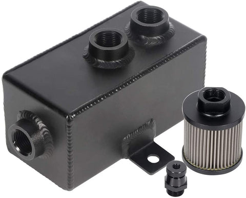 Aintier Black 1L Oil Catch Can Drain Tap Racing Aluminum Engine Aluminum Breather Fit for Acura/Honda