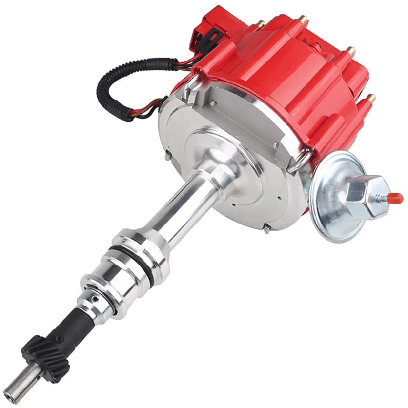 JDMON Compatible with HEI Complete Ignition Distributor Ford SBF Small Block 260 289 302 65k Coil 7500RPM Red Cap 1030213 PE330U JM6502BL JM6502R